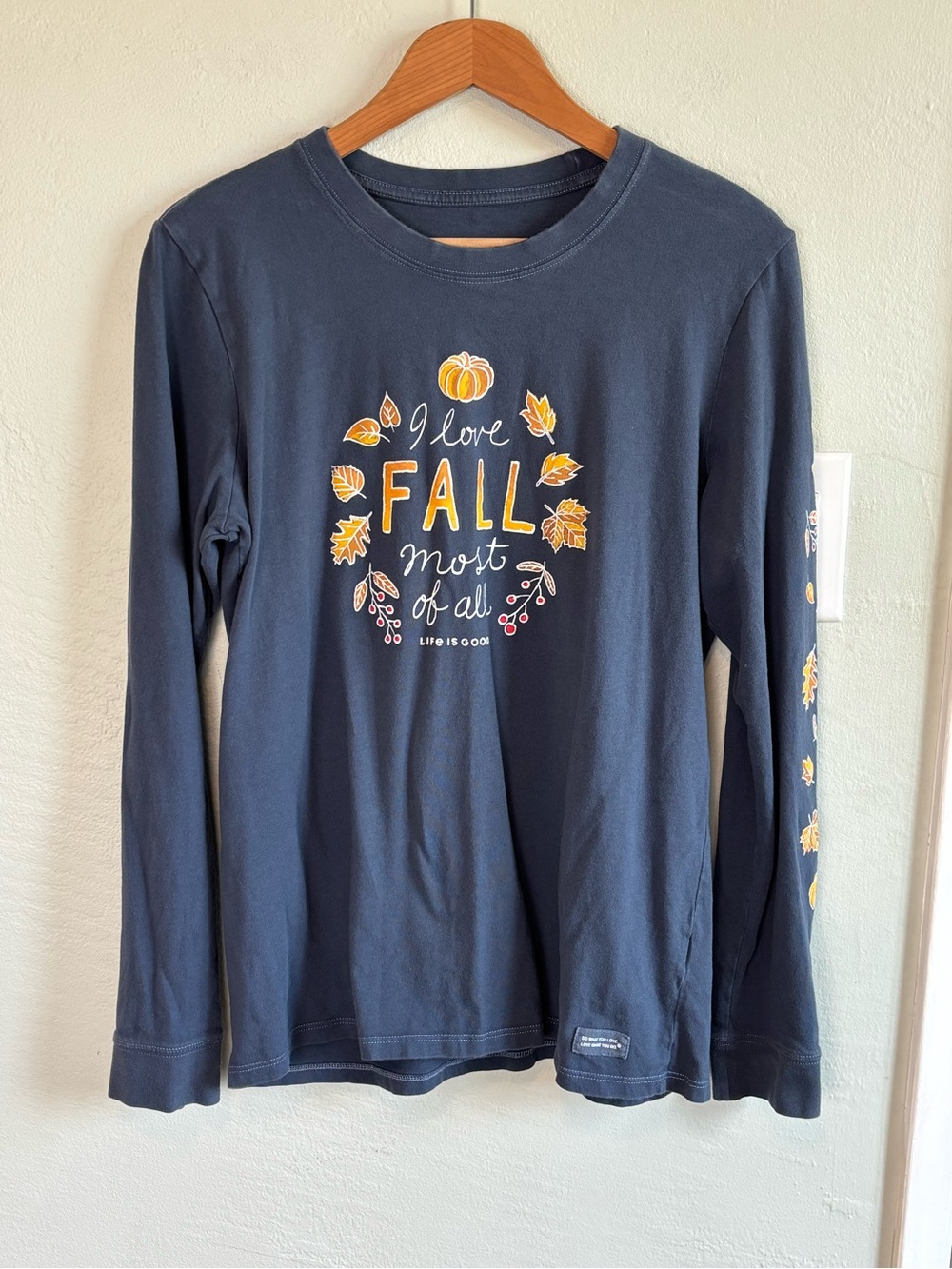 Bundle 2/$30! Life Is Good Blue Long-Sleeve Fall Graphic Tee